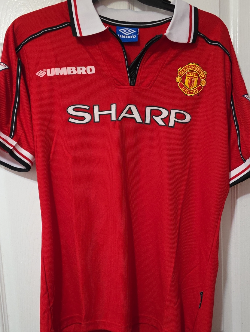 Umbro Red Manchester United Home Shirt with White & Black Trim